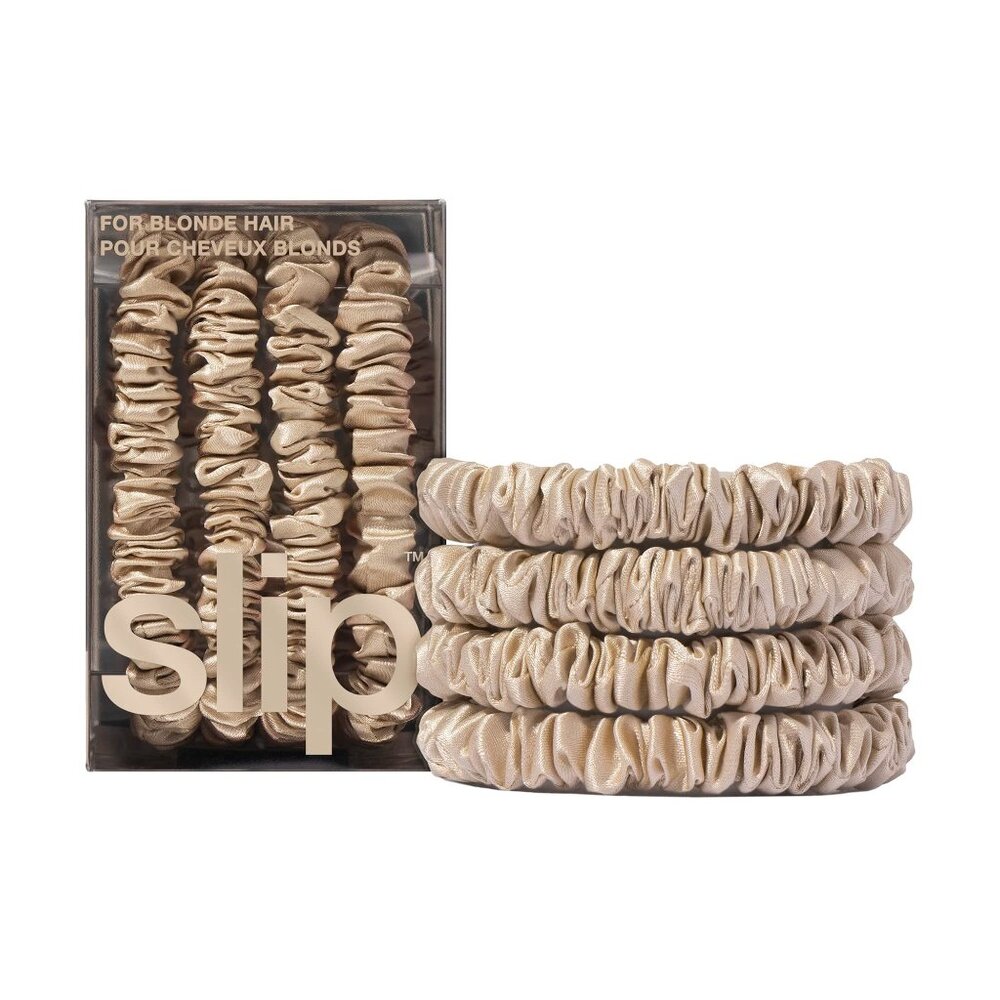 SLIP Skinny Blonde Pure Silk Scrunchie, Set of 4